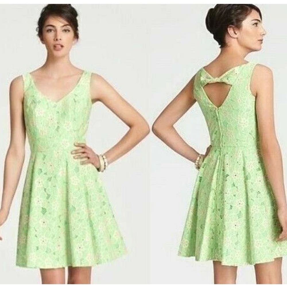 Lilly Pulitzer Freja New Green Pique Two Tone Lace Fit Flare Dress